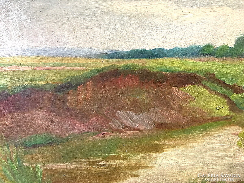 István Hagyik (1891-1958): landscape with stream, painting size: 50 x 50 cm + frame