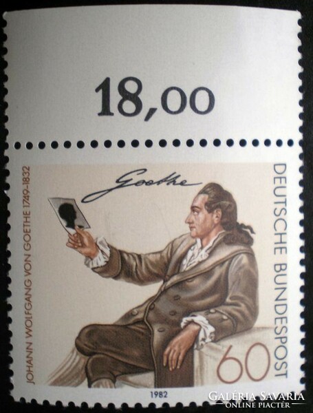 N1121sz / Németország 1982 Johann Wolfgang von Goethe bélyeg postatiszta ívszéli összezőszámos