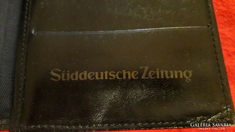 Régi fekete bőr német FELIRATOS sok férőhelyes tárca pénztárca 18 x 11 cm a képek szerint