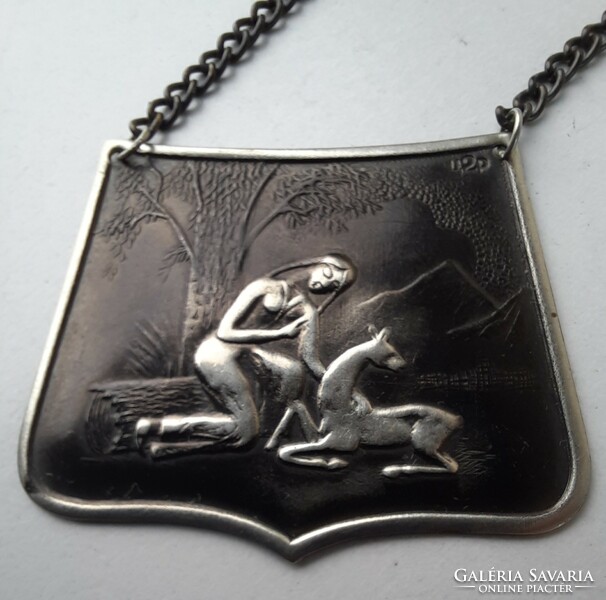 Vintage metal pendant with chain