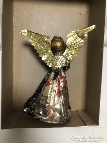 Antique, old Christmas tree decoration, German Koestel angel head decoration with wax head