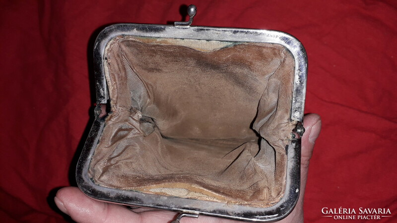 Old metal buckle giant one-piece lined leather wallet with buckle 14 x 14 cm as shown in the pictures