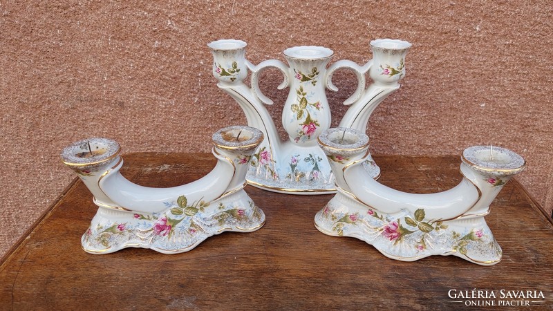 Polish chodziez porcelain candle holder set, 3 pcs
