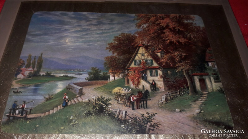 Antique farmhouse print wall picture village life glazed 24 x 17 cm according to the pictures