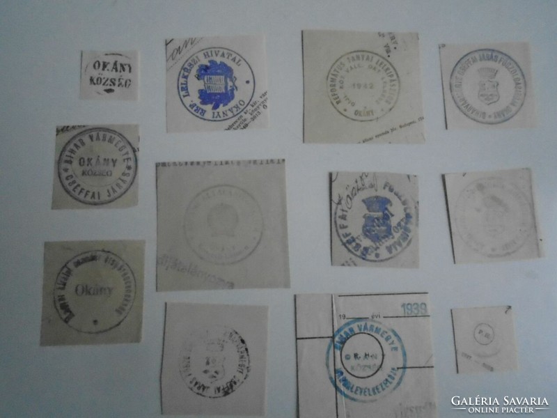 D202392   OKÁNY  régi bélyegző-lenyomatok  10+ db.   kb 1900-1950's