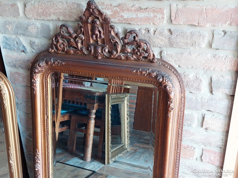 Top decorative Biedermeier mirror with putts 127 x 70 cm can also be picked up in Budapest!