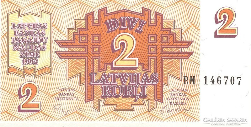 2 rubel rubli 1992 Lettország 3. UNC
