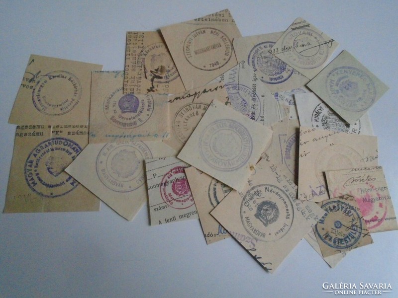 D202401 MOSONMAGYARÓVÁR    régi bélyegző-lenyomatok 23+ db.   kb 1900-1950's