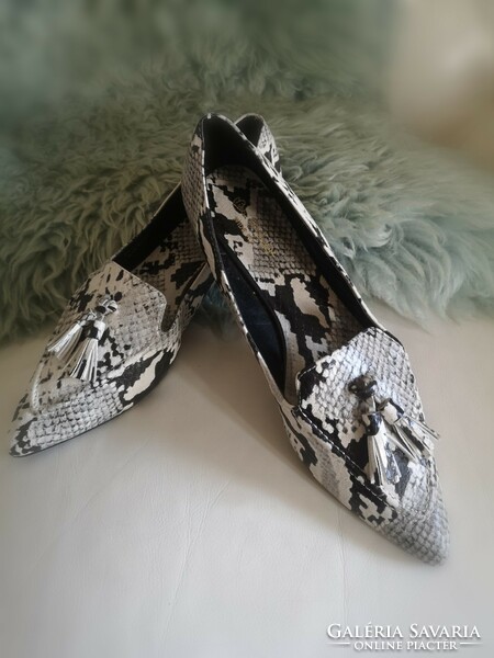 Miss selfridge size 41 eco shoes with snakeskin pattern, wide fit ballerina