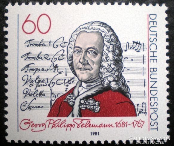 N1085 / Germany 1981 georg philipp telemann composer stamp postal clerk