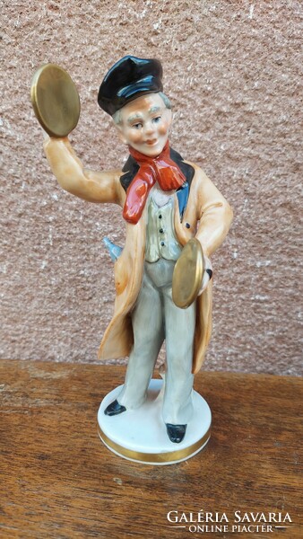 German porcelain figure, man with a cymbal, flawless