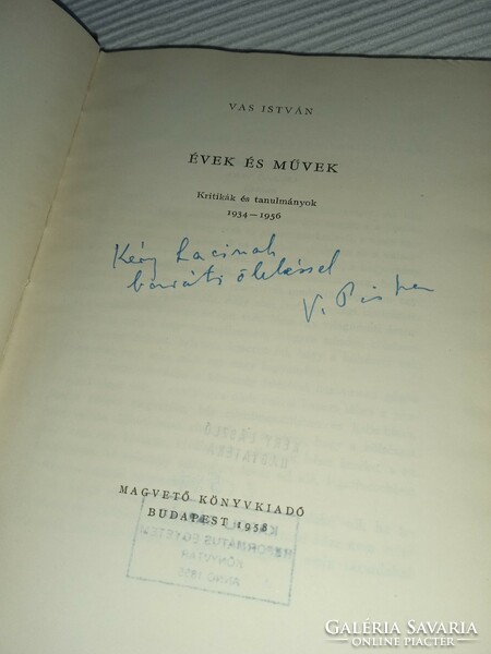 István Vas - years and works 1934-1956 - signed - please ask - /Dedicated copy!/