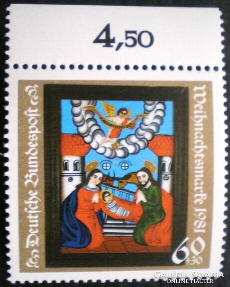 N1113sz / Németország 1981 Karácsony bélyeg postatiszta ívszéli összegzőszámos