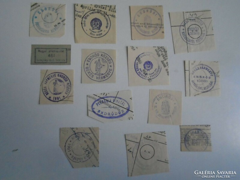 D202375 ENDRŐD  régi bélyegző-lenyomatok  14 db.   kb 1900-1950's
