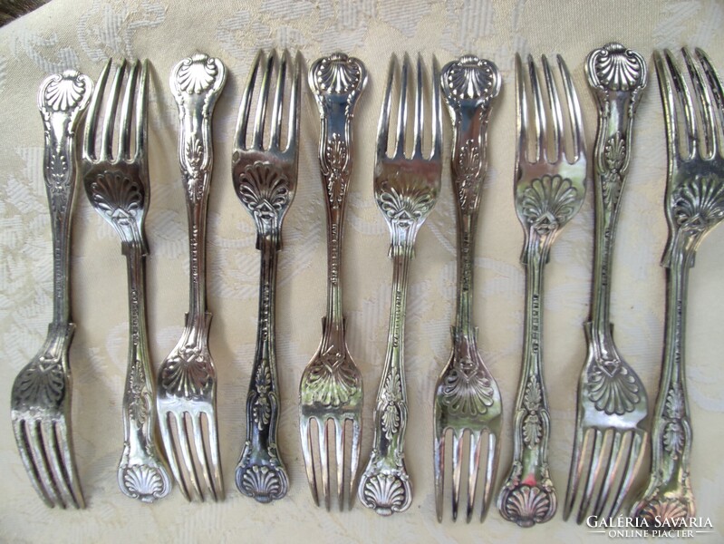 Silver-plated English appetizer forks 10 pieces, cutlery