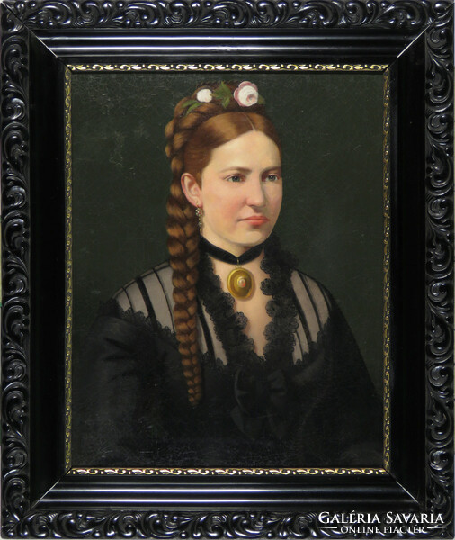 Magyar művész 1900 körül : Fiatal hölgy portréja