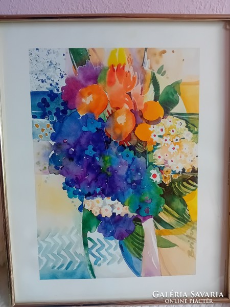 Still life with flowers in a frame