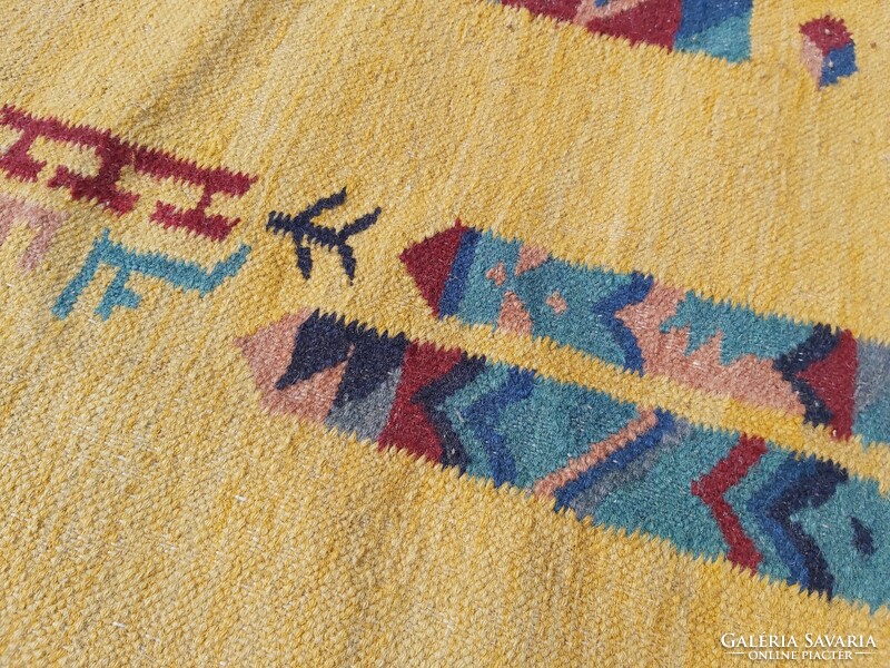Hand-woven showy flat-woven wool rug 170 x 235 cm, slightly damaged