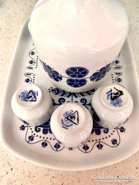 Retro blue painted folk pattern lowland porcelain brandy set