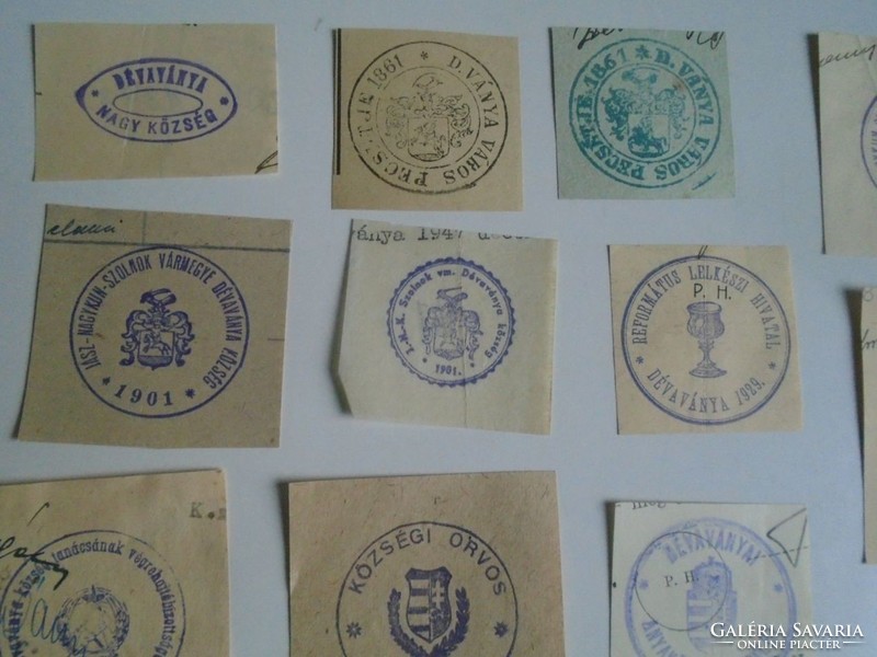 D202386 DÉVAVÁNYA régi bélyegző-lenyomatok  36 db.   kb 1900-1950's