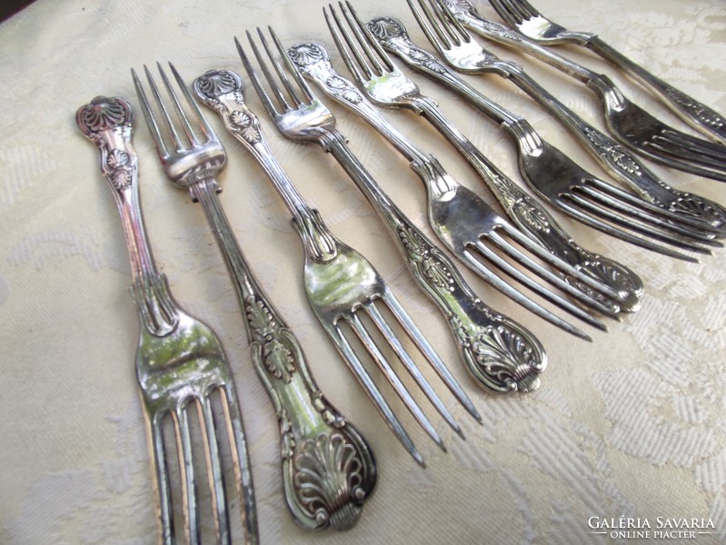 Silver-plated English appetizer forks 10 pieces, cutlery