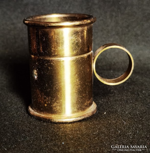 Antique double-sided brass measuring cup, coffee measure
