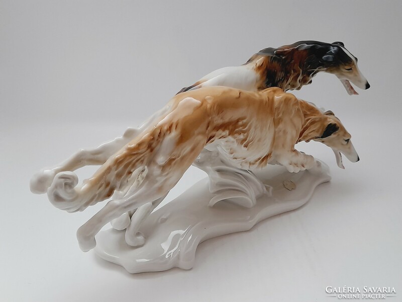 Ens dogs, greyhounds, large porcelain figure, 31 cm