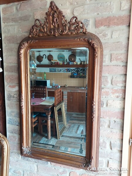 Top decorative Biedermeier mirror with putts 127 x 70 cm can also be picked up in Budapest!