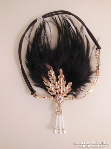 Headpiece - miss fisher - new - rhinestones - feathers - 23 x 14 cm - beautiful