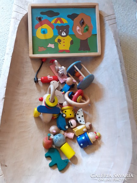 Wooden toys, animals, puzzle