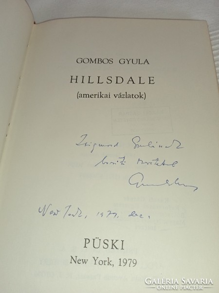 Gombos Gyula - Hillsdale - AMERIKAI VÁZLATOK 1979 - DEDIKÁLT  /dedikált példány!/