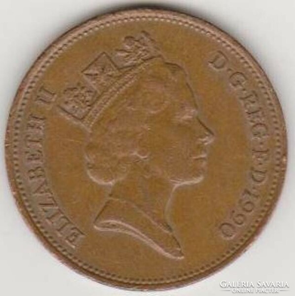 Egyesült Királyság  2 Pence (Badge of Prince of Wales) 1990