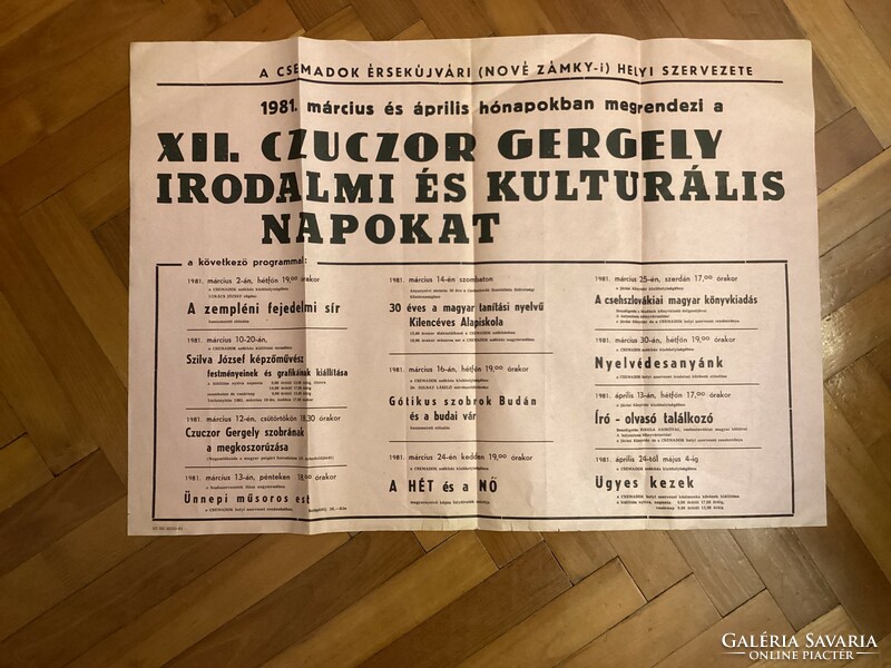 XII. Czuczor Gergely Irodalmi És Kulturális napok , 1981 , plakát .