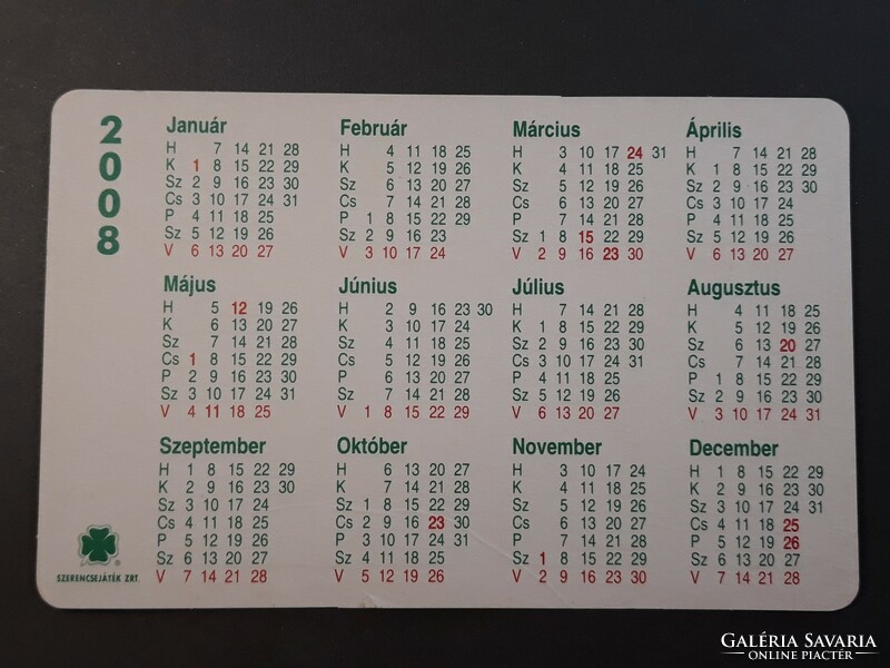 Card calendar 2008 - retro, old pocket calendar with inscription zrt