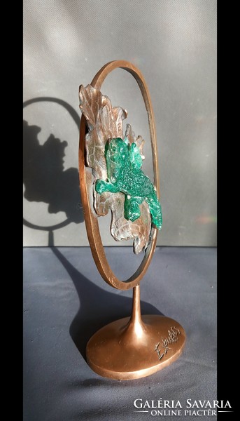 Eskulits Tamás művész réz- üveg asztali dísz ALKUDHATÓ