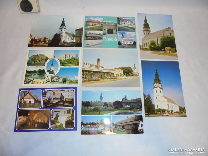 Tótkomlós - nyolc darab retro, postatiszta, különböző képeslap - együtt
