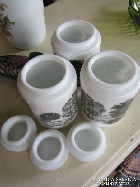 3 large milk glass containers