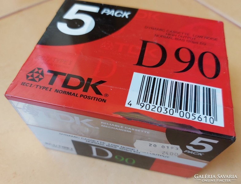 TDK D90 audiókazetta 5-ös csomag, eredeti bontatlan csomagolásban
