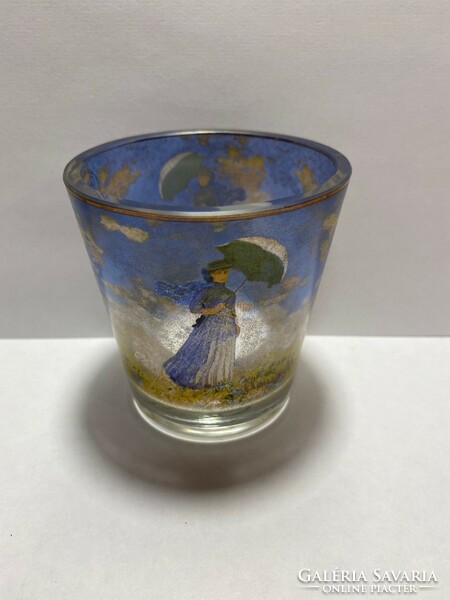 Goebel glass candle holder with Monet motif