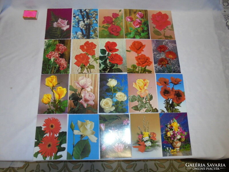 Twenty pieces of retro, post-clean floral postcards, greeting cards - together