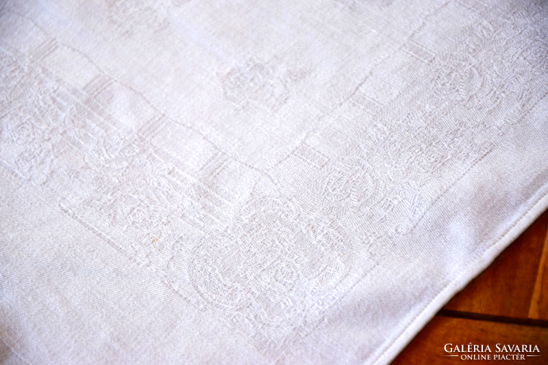 Old art deco damask napkin wipes kitchen towel tablecloth rose pattern 57 x 55