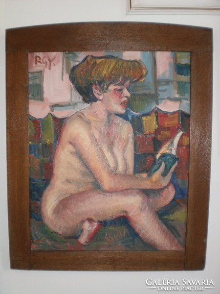 Rózsahegyi György, Olvasó akt, 50 cm. X 40 cm.olaj + fakeret