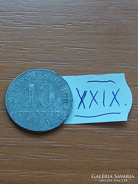 German Empire deutsches reich 10 pfennig 1921 zinc, ii. William xxix