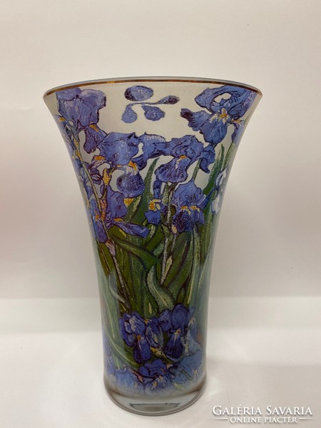 Goebel glass vase with Van Gogh iris motif