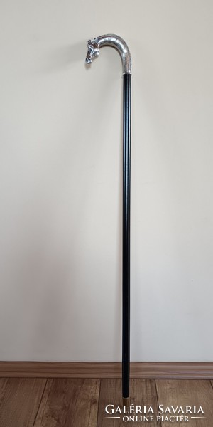 Old silver-plated walking stick / walking stick with a giraffe head