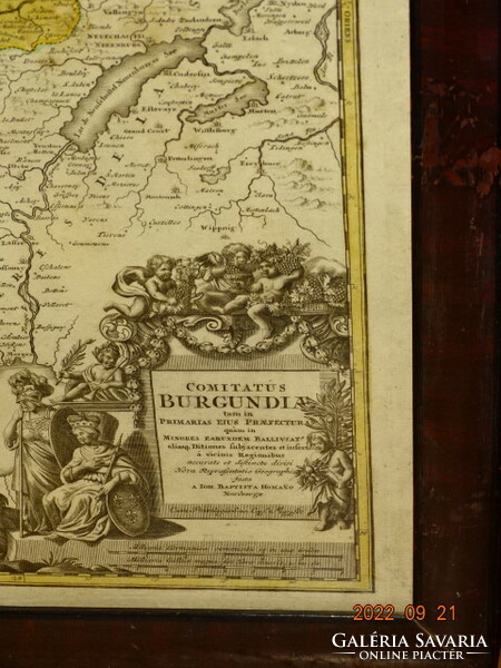 Johann baptist homann (b. Kamlach 1664 - Nuremberg 1724): map of Burgundy 1720