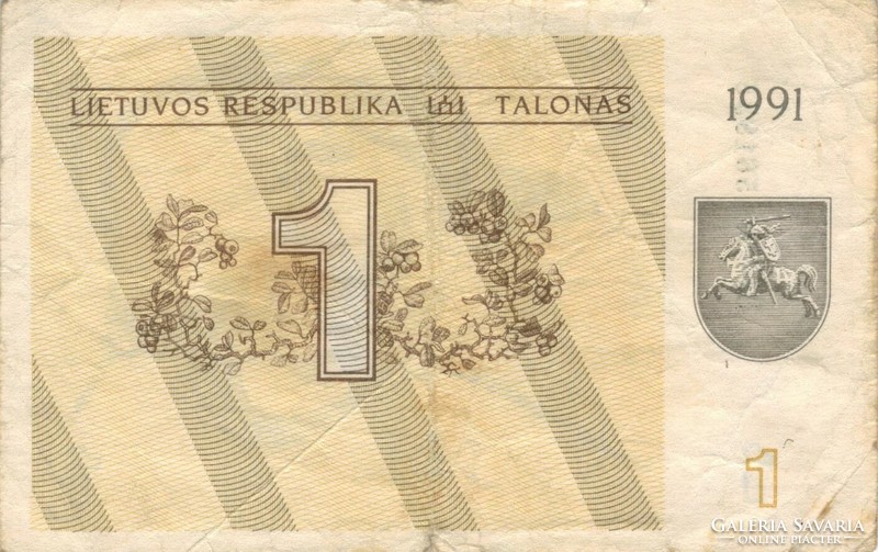 1 talonas 1991 Litvánia 1-es alatt nincs szöveg