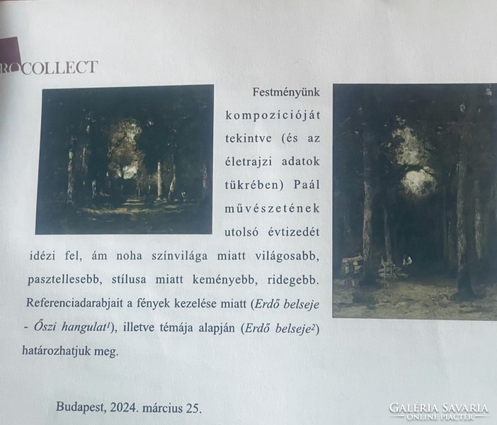 Múzeumi igazolással Paál László : Barbizoni erdőrészlet magán gyűjteményből !