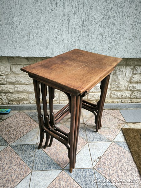 Antique 3-part thonet furniture storage laptop coffee service tables can be pushed together, art nouveau