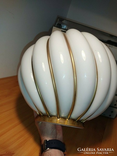 1X large 60' veart adolf loos reedition caged milk blown glass shade only italy lamp shade